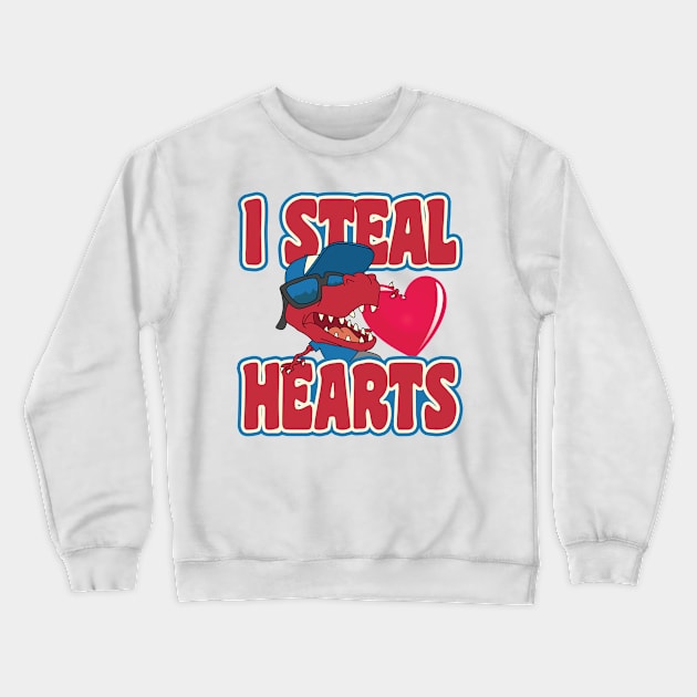 'I Steal Hearts Dinosaur' Sweet Valentines Lovers Gift Crewneck Sweatshirt by ourwackyhome